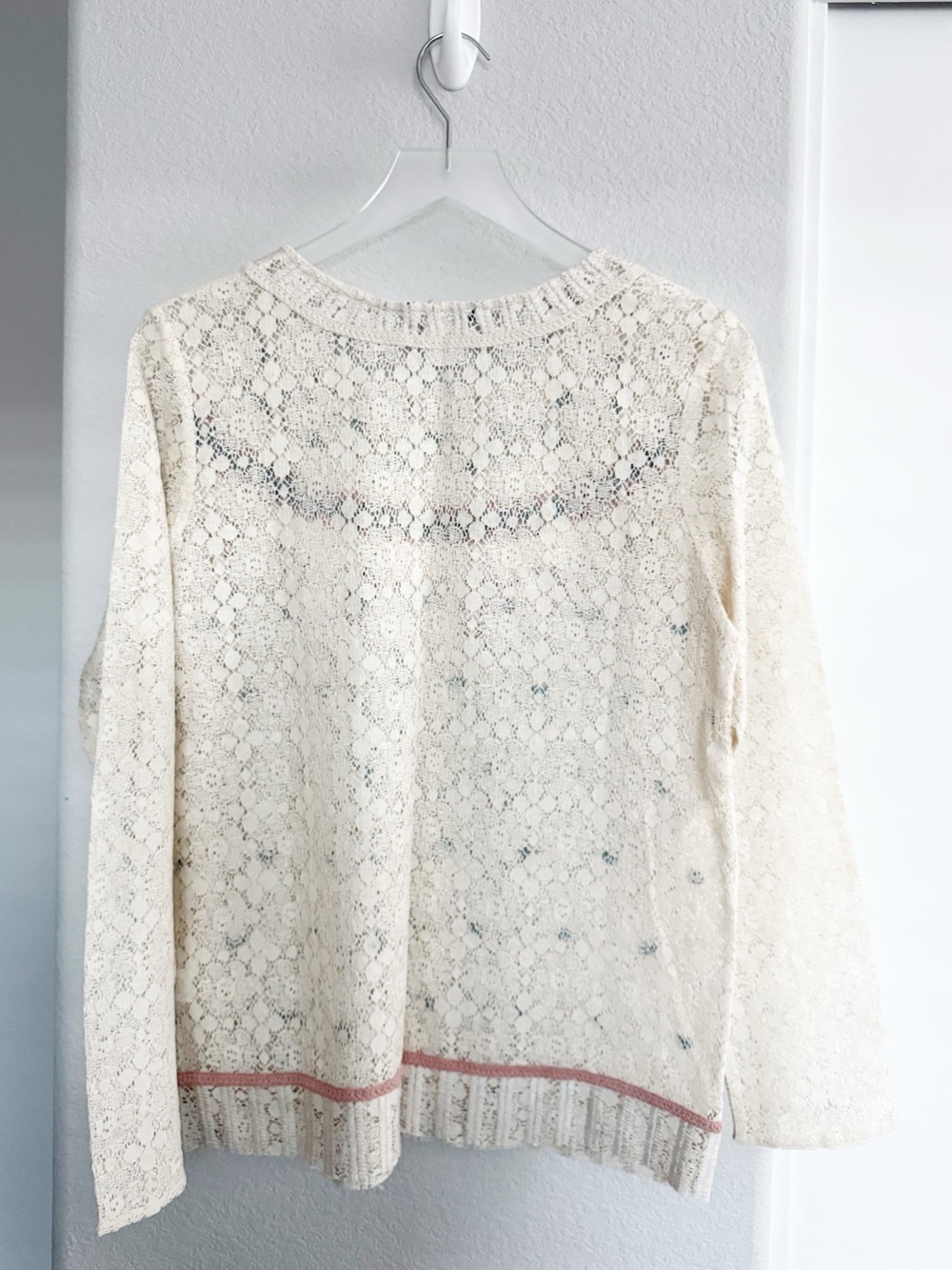 Anthropologie $98 Blue Tassel Tinetto Sweater in Ivory Pink and Blue Hearts NWOT - Picture 3 of 8